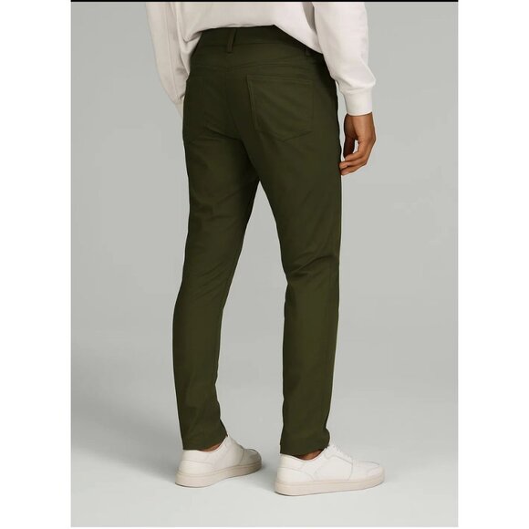 Lululemon ABC Slim-Fit Pants Warpstreme Olive Green 35" Waist Mens Stretchy - Picture 2 of 8